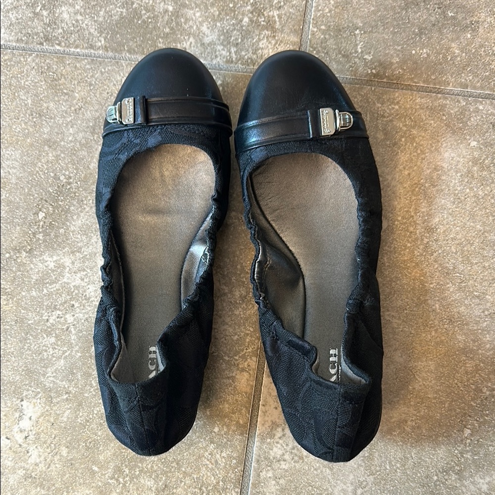 Coach Black Leather Ballet Flats with Buckle 8